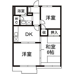 カーサソルジアーテD棟 3DKの間取図画像