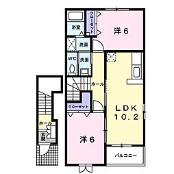 フレッチェC 2LDKの間取図画像