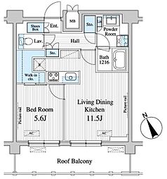 プレノ清澄庭園 1LDKの間取図画像
