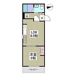 GranStyle 由比ヶ浜 1LDKの間取図画像