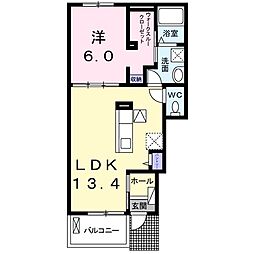 クレセントコート 1LDKの間取図画像
