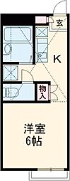 レオパレスヒガシニホンエノキ 1Kの間取図画像