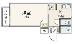 メゾン・ド・ヴィラージュ 1DKの間取図画像