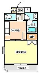 キャッスル水前寺 1DKの間取図画像
