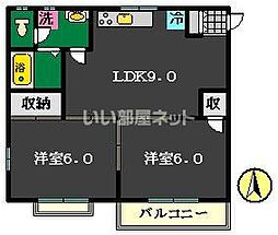 ヴィラ白子 2LDKの間取図画像