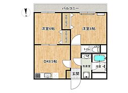 サンヴェルデ白岳 2DKの間取図画像