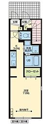 Berg city 矢剣 1Kの間取図画像