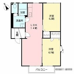 フレグランストキワB 2LDKの間取図画像