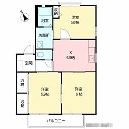 パット・ターン・ヒルズ2B 3Kの間取図画像