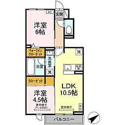 D-crest西奈 2LDKの間取図画像
