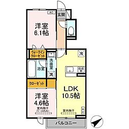 D-crest西奈 2LDKの間取図画像