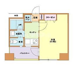 ニューロング博多 1Kの間取図画像