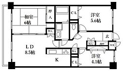 アミティエ博多駅南 3LDKの間取図画像