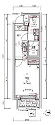 ARCOBALENO UMEYASHIKI 1Kの間取図画像