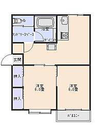 メゾンレリヤA 2DKの間取図画像