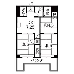 明和ビル 3DKの間取図画像