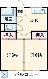 緑ヶ丘ハイム 2DKの間取図画像