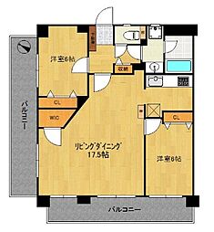 ロイヤルマンショングランデ別府 2LDKの間取図画像