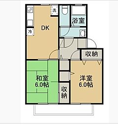 サンライトハイツ 2DKの間取図画像