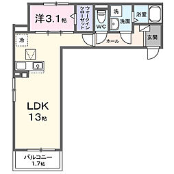 サン パレルモ 1LDKの間取図画像