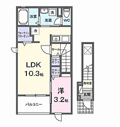 ラ ルーチェ 玉地 1LDKの間取図画像
