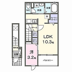 リヴィエール北島 1LDKの間取図画像