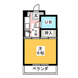 ベレッツァ白山 1Kの間取図画像