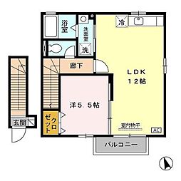 ルミエールA 1LDKの間取図画像