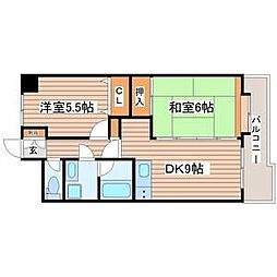 ヴィラ・IZUMIセントラル 2DKの間取図画像