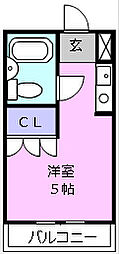 江戸橋グリーンハイツ ワンルームの間取図画像