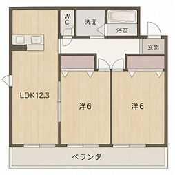 Crystalpalace 2LDKの間取図画像