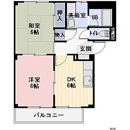 サンフォレストB 2DKの間取図画像