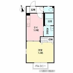 プランドールミニヨンB 1DKの間取図画像