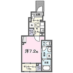 八幡東3丁目アパートC棟 1Kの間取図画像