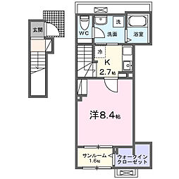 八幡東3丁目アパートC棟 1Kの間取図画像