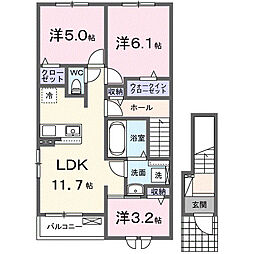 八幡東3丁目アパートB棟 3LDKの間取図画像