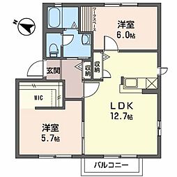 マークグリーンC棟 2LDKの間取図画像