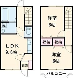 メゾンパフィオB 2LDKの間取図画像
