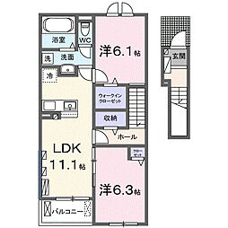 エミネント中里 2LDKの間取図画像