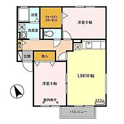ルピナA 2LDKの間取図画像