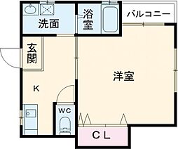 レイバックプレイス 1Kの間取図画像