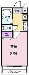 ヴィラフローレンス 1Kの間取図画像