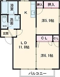 フォーレス・高松A棟 2LDKの間取図画像