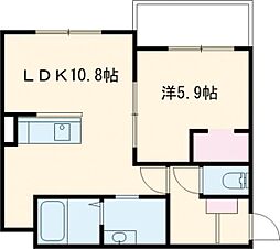 苫小牧市北栄5丁目新AP 1LDKの間取図画像