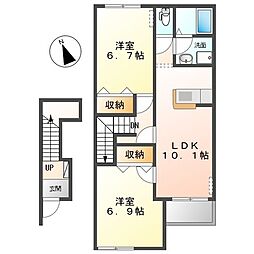 エキュールリープ 2LDKの間取図画像
