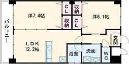 カリブ 2LDKの間取図画像