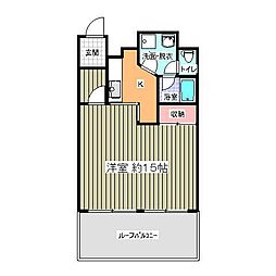厚木グリーンコーポ ワンルームの間取図画像