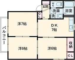 パークハイム 3DKの間取図画像