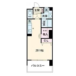 アローフィールズ壱番館 ワンルームの間取図画像