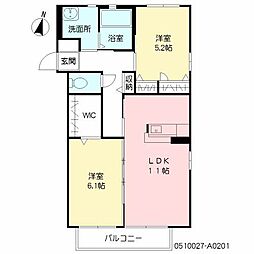 フェリーチェ三川1 2LDKの間取図画像